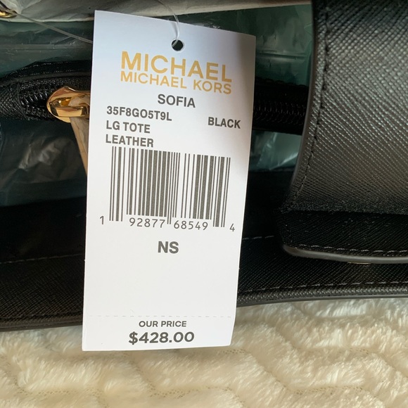 NWT MK Black leather Sofia large tote bag MSRP$428 - Picture 3 of 7